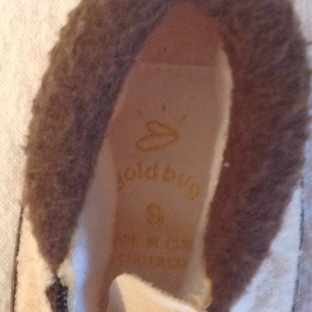 GOLD BUG baby boots  infants sz S  zipper top boots  cream and brown - Picture 2 of 4